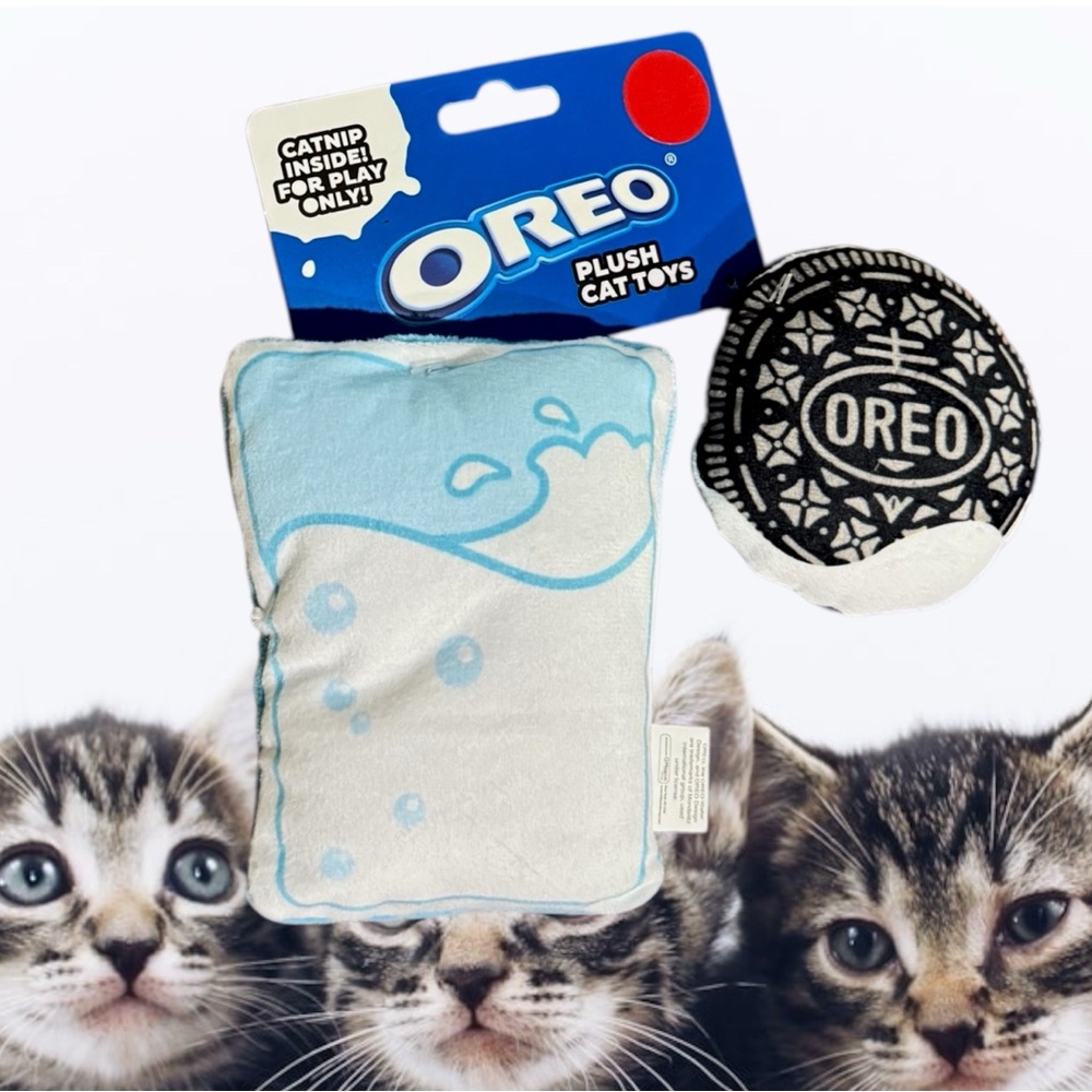 Oreo cookie milk cat kitten 5” toy plush catnip new
